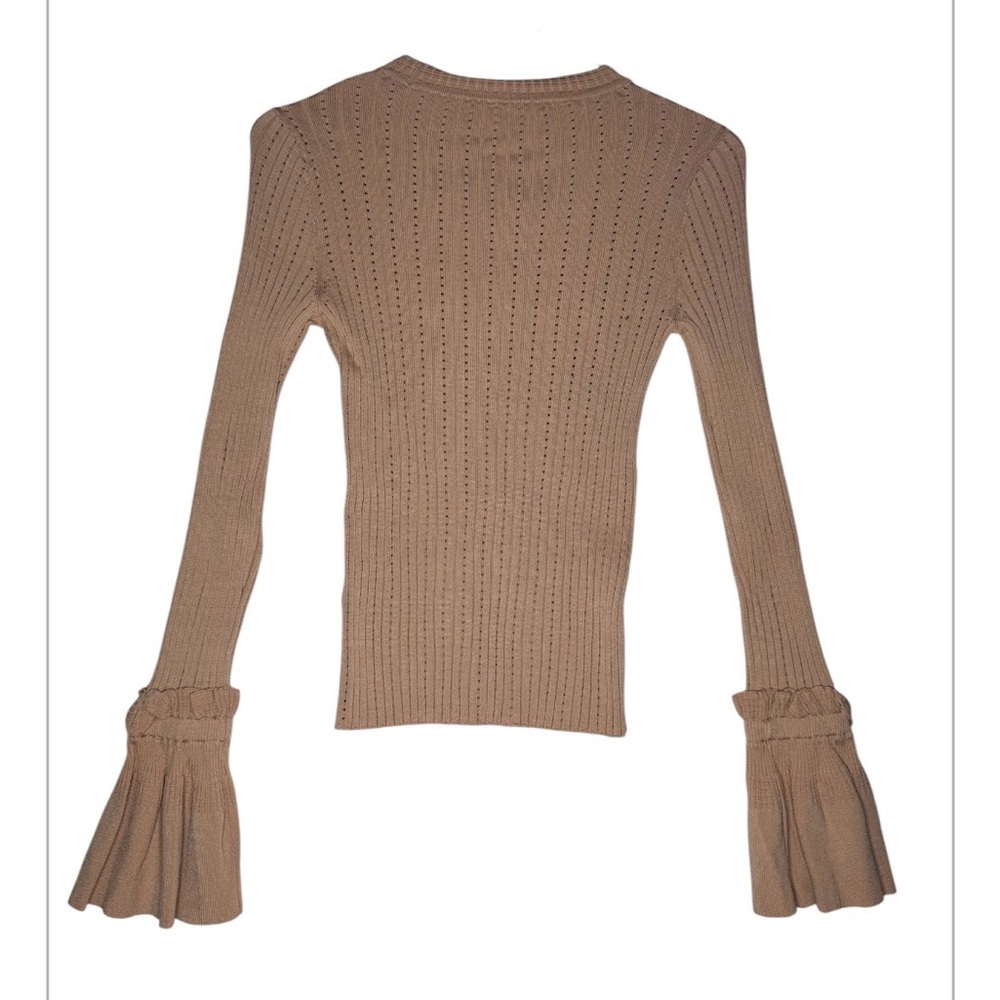 Jonathan Simkhai Perforated Ribbed Long Sleeve Crew Neck Knit Sweater | Size: XS - Picture 5 of 11